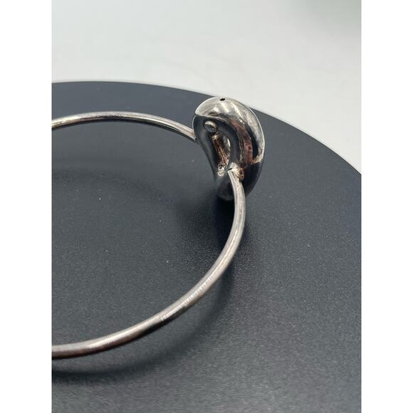 Luna Sterling Silver 925 Puffy O Circle Designer Signed Bangle Bracelet - Picture 8 of 8